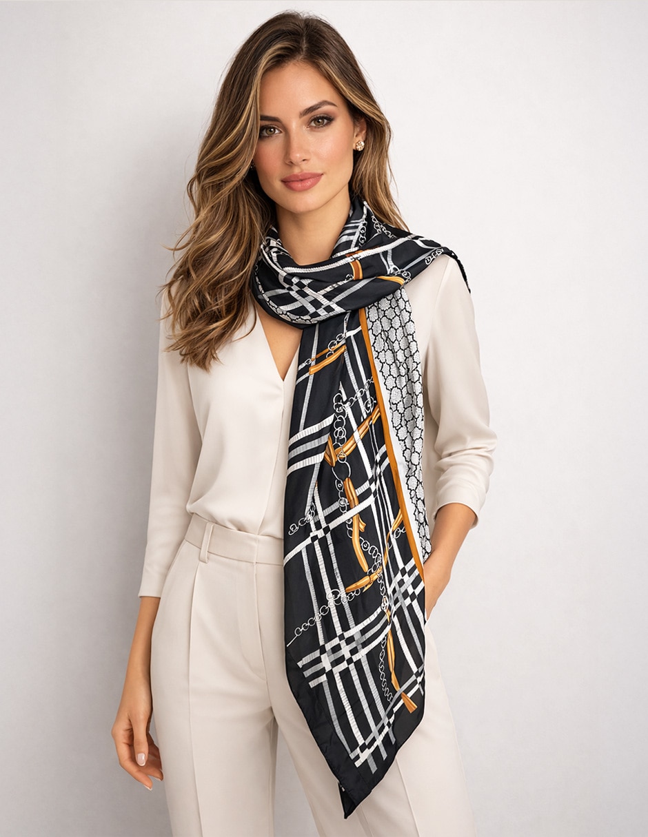 Pashmina Twist Side con estampado Escocés para mujer