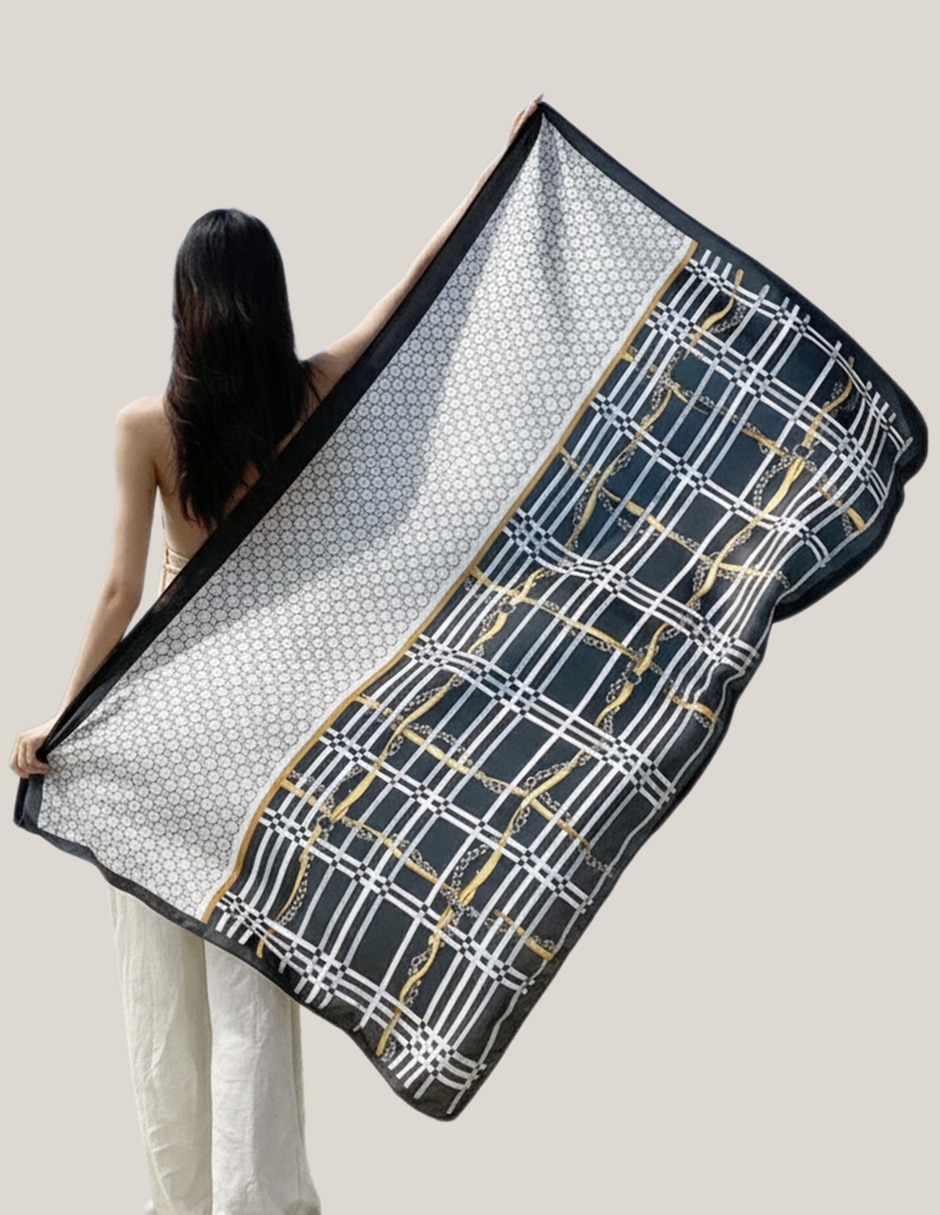 Pashmina Twist Side con estampado Escocés para mujer