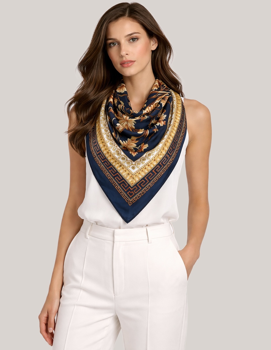 Mascada Twist Side con estampado Damasco  para mujer