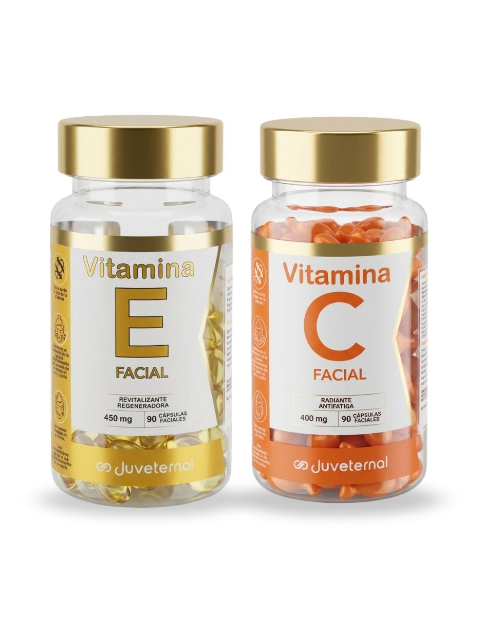 Tratamiento facial Kit Cápsulas Vitamina E y Vitamina C Hidratación y Luminosidad