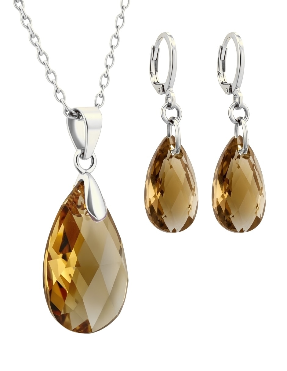 Aretes y collar de gota Élan cristal