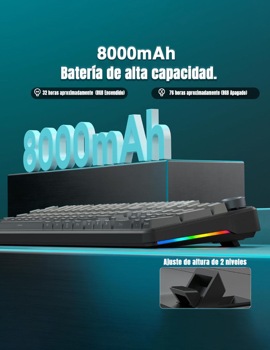 Teclado gamer alámbrica e inalámbrica qwert inglés con interruptor capacitivo Aula f108 pro