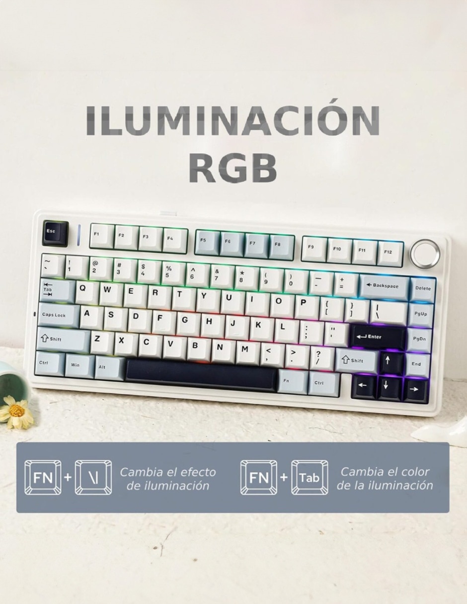 Teclado gamer alámbrico e inalámbrico qwert español con interruptor lineal (red black) f75 pro 3