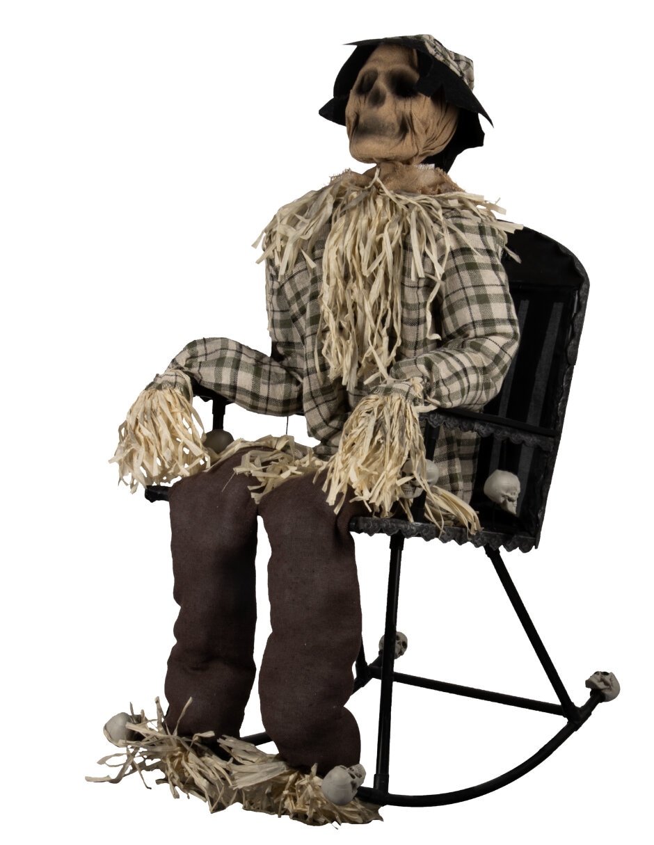 Figura decorativa de persona con sombrero espantapájaros Ghoulish Productions Animatronic de metal