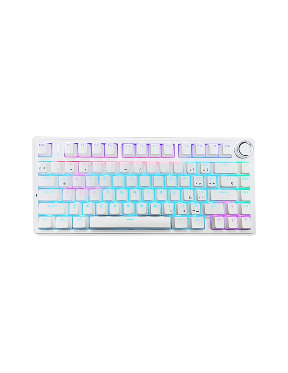 Teclado gamer Usb-c qwert español con interruptor táctil (brown clear) f75