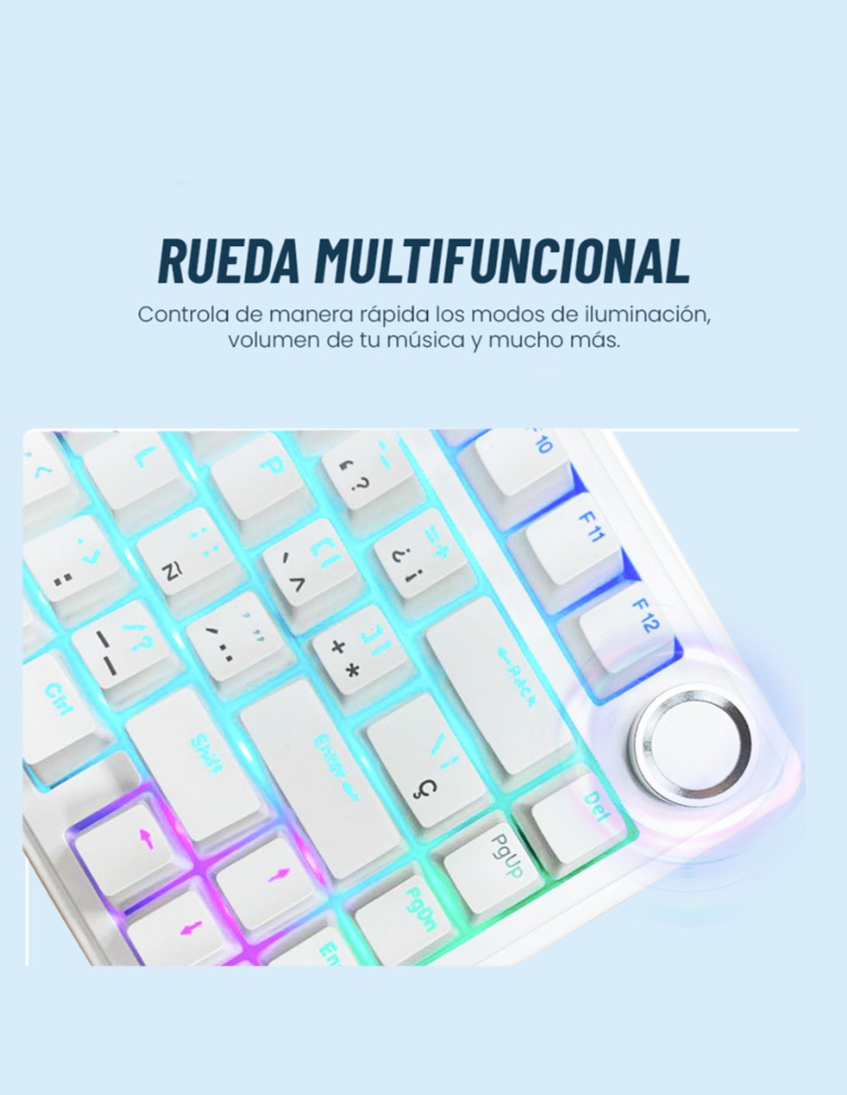 Teclado gamer Usb-c qwert español con interruptor táctil (brown clear) f75 3