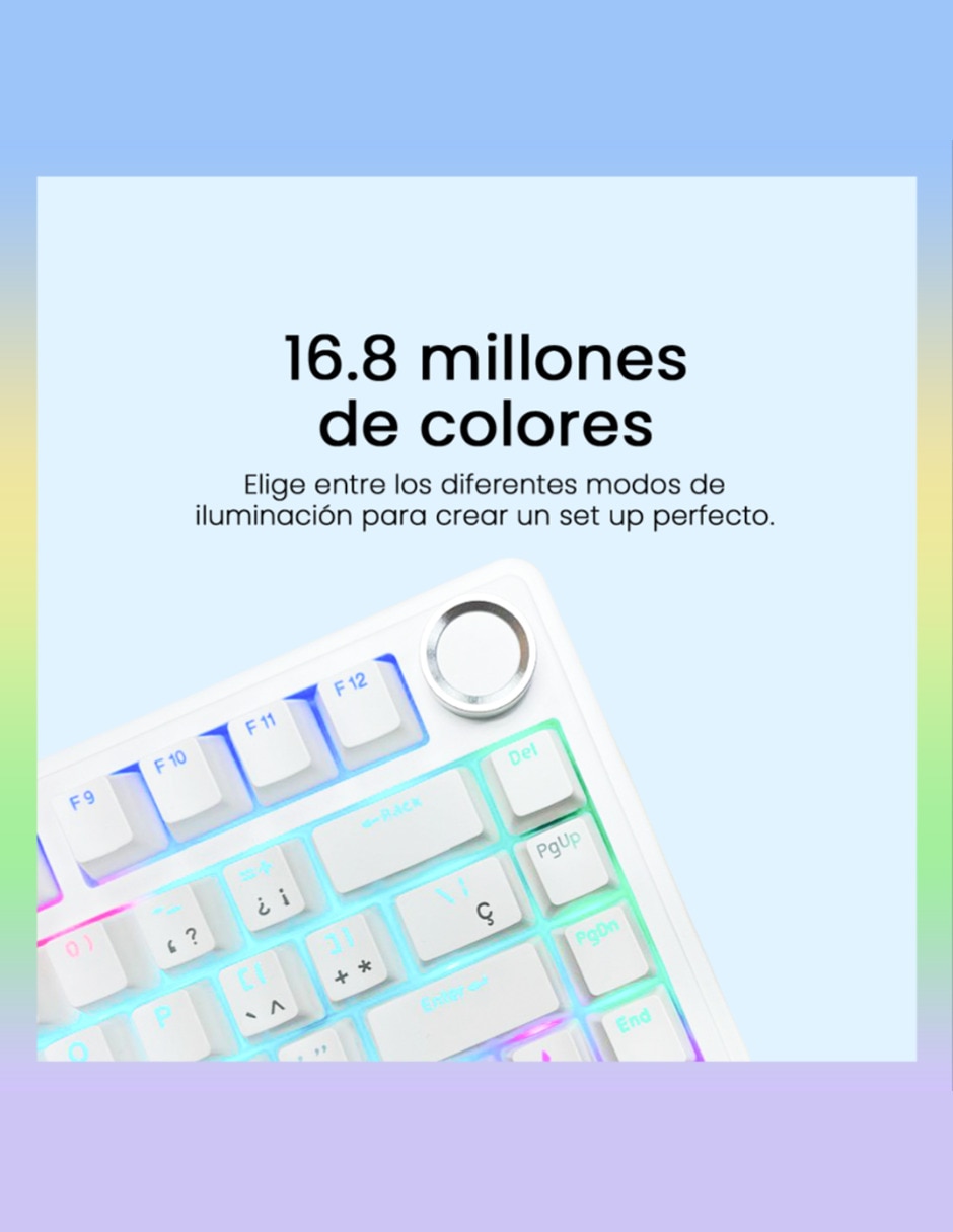 Teclado gamer Usb-c qwert español con interruptor táctil (brown clear) f75 4