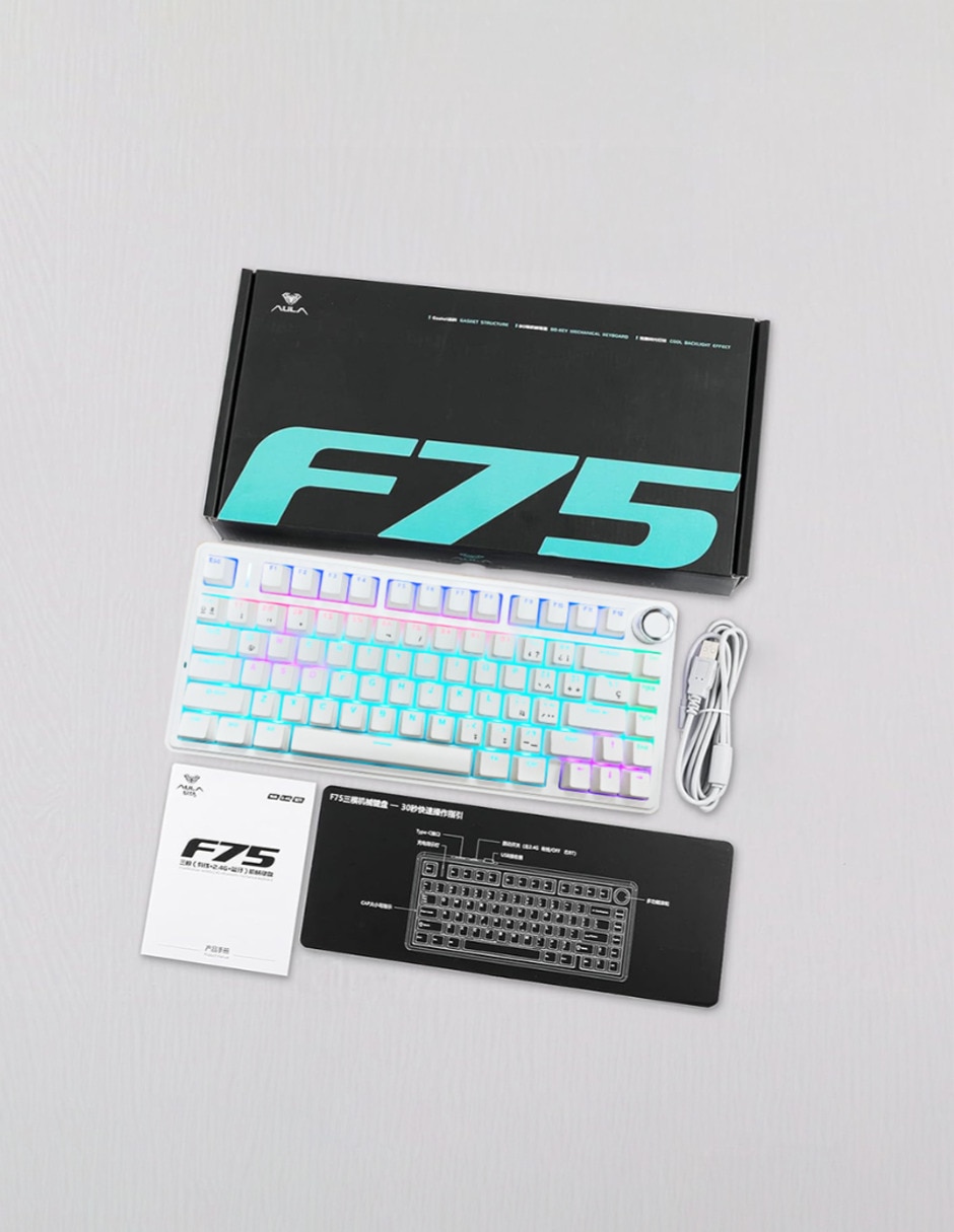Teclado gamer Usb-c qwert español con interruptor táctil (brown clear) f75 5