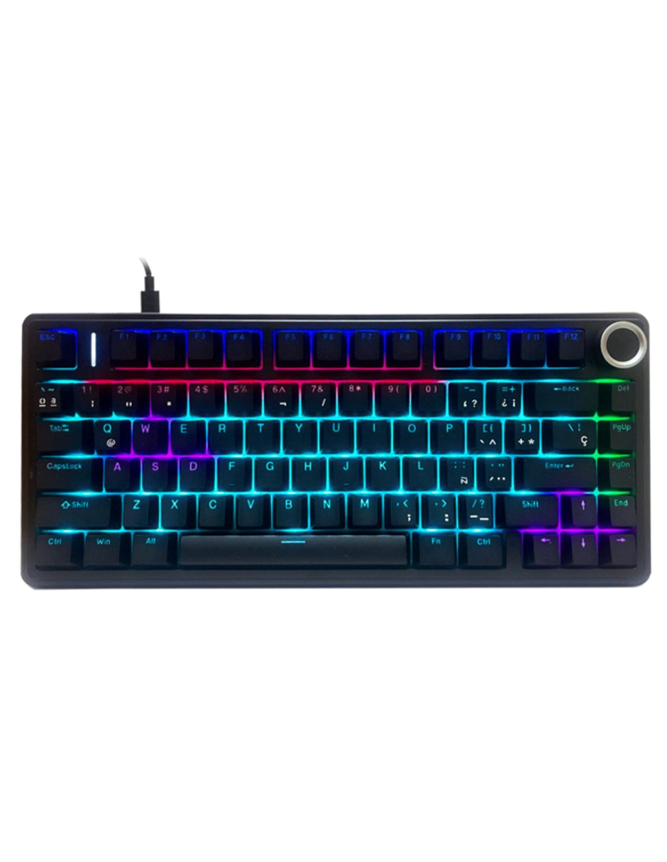 Teclado gamer Usb-c qwert español con interruptor lineal (red black) Aula f75