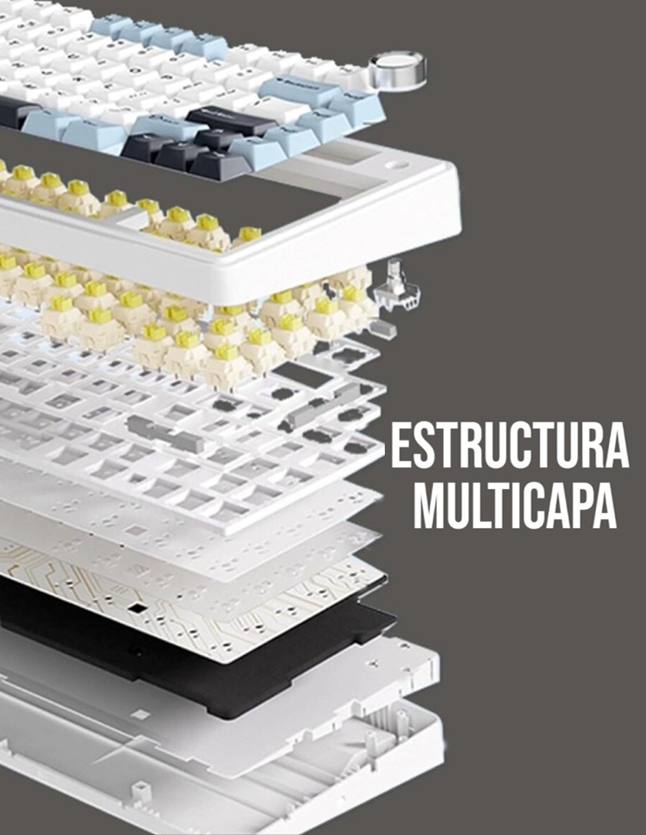 Teclado gamer alámbrico e inalámbrico qwert español con interruptor lineal (red black) f75 pro 5