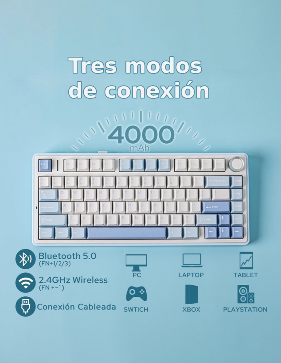 Teclado gamer alámbrico e inalámbrico qwert español con interruptor lineal (red black) f75 pro 3