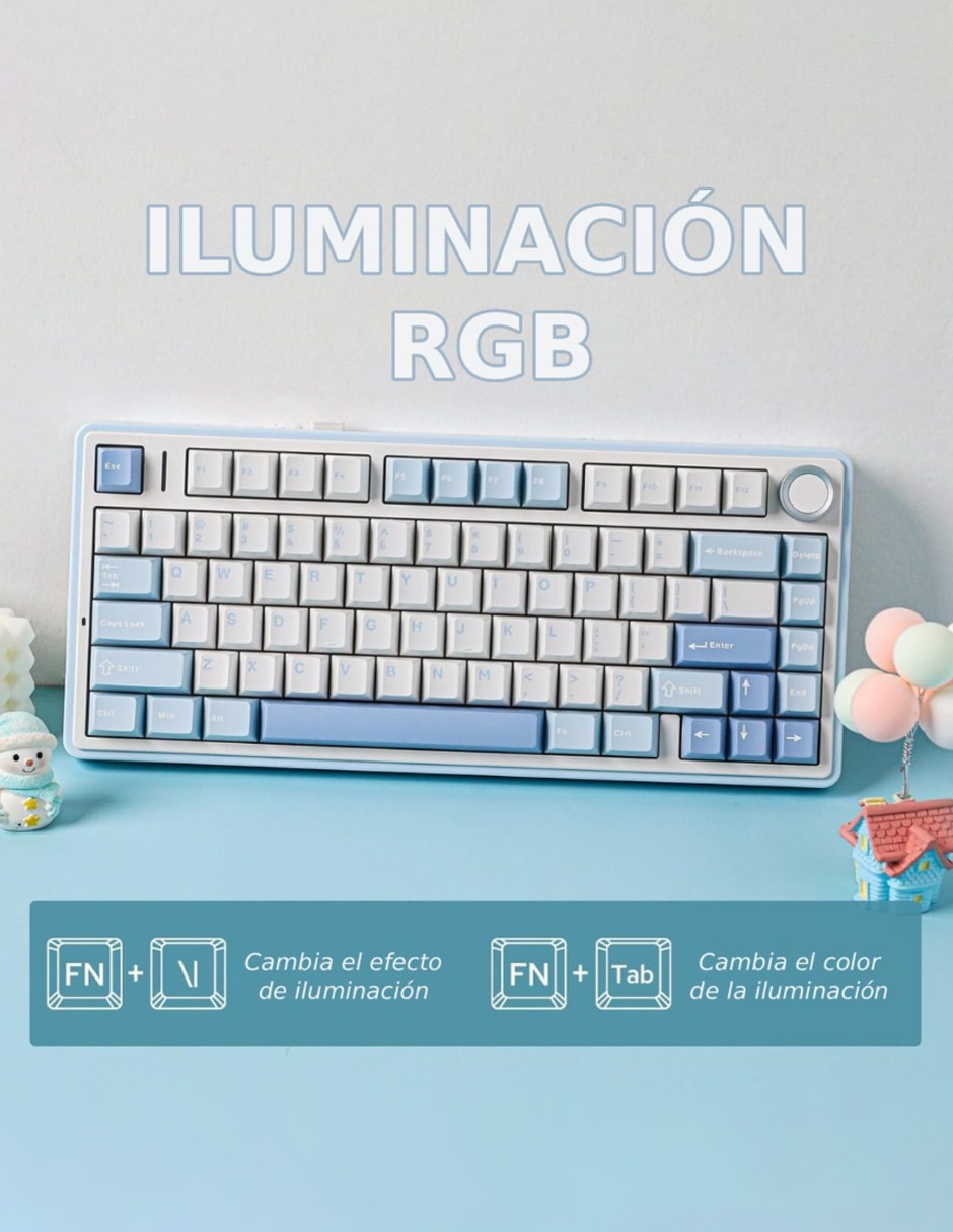 Teclado gamer alámbrico e inalámbrico qwert español con interruptor lineal (red black) f75 pro 4