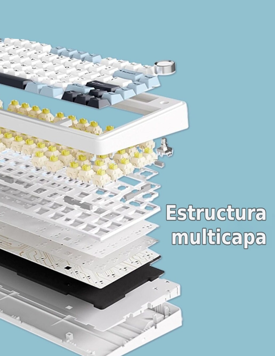Teclado gamer alámbrico e inalámbrico qwert español con interruptor lineal (red black) f75 pro 6