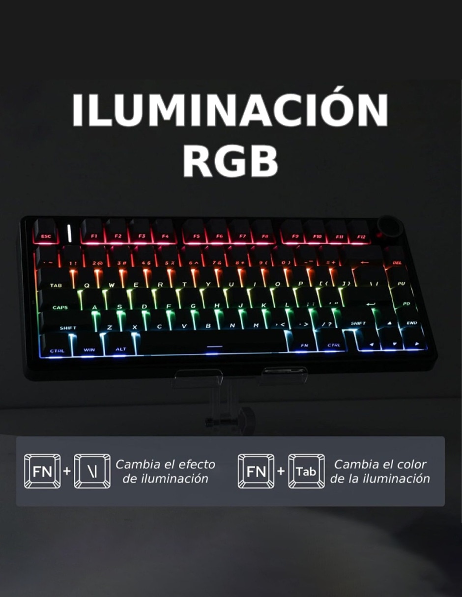 Teclado gamer alámbrico e inalámbrico qwert español con interruptor lineal (red black) Aula f75 pro