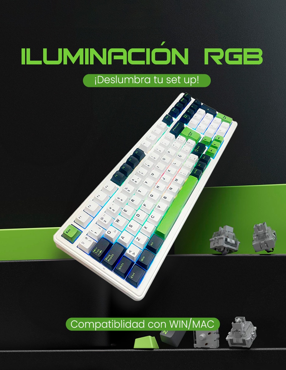 Teclado gamer Usb-c qwert español con interruptor lineal (red black) f99 5