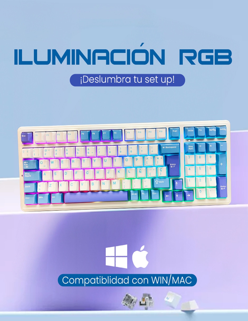 Teclado gamer alámbrica e inalámbrica qwert inglés con interruptor capacitivo f99 3