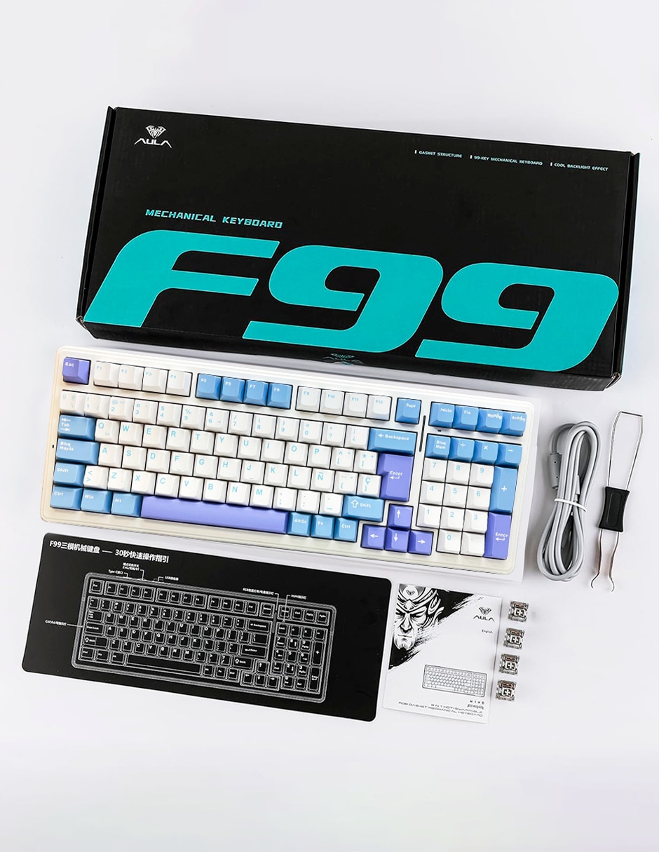 Teclado gamer alámbrica e inalámbrica qwert inglés con interruptor capacitivo f99 4