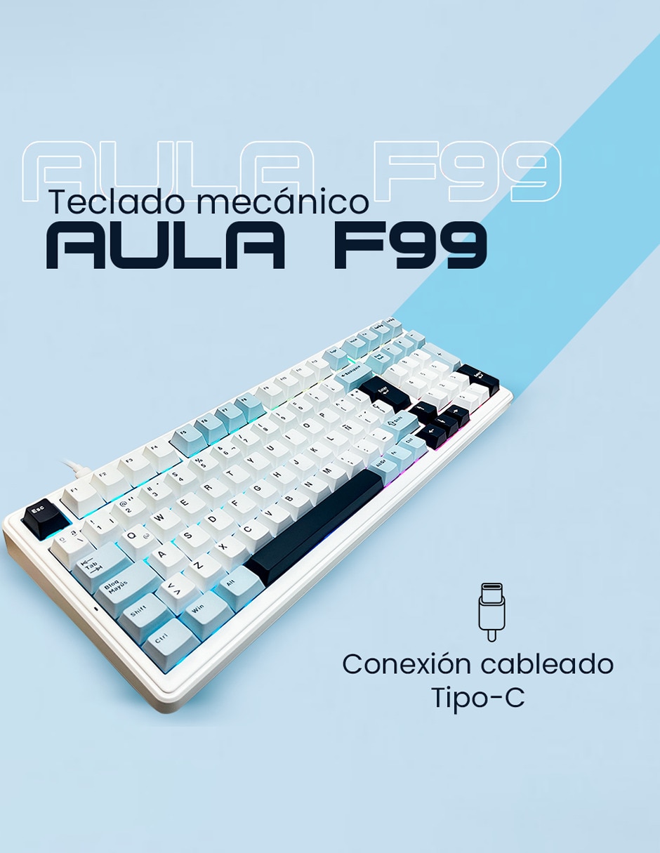Teclado gamer alámbrica e inalámbrica qwert inglés con interruptor capacitivo f99 2