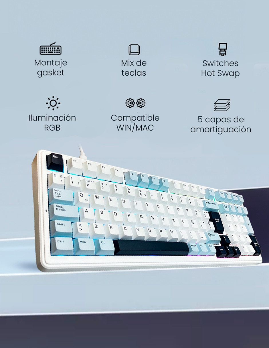 Teclado gamer alámbrica e inalámbrica qwert inglés con interruptor capacitivo f99 3