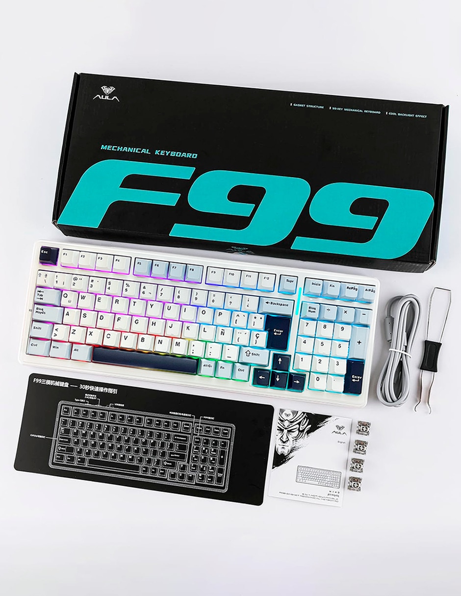 Teclado gamer alámbrica e inalámbrica qwert inglés con interruptor capacitivo f99 4
