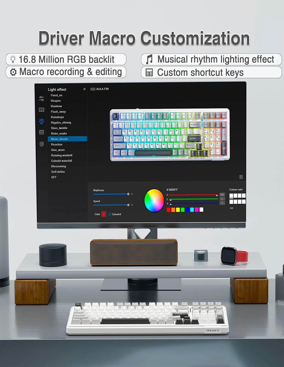 Teclado gamer alámbrica e inalámbrica qwert inglés con interruptor capacitivo Aula f99
