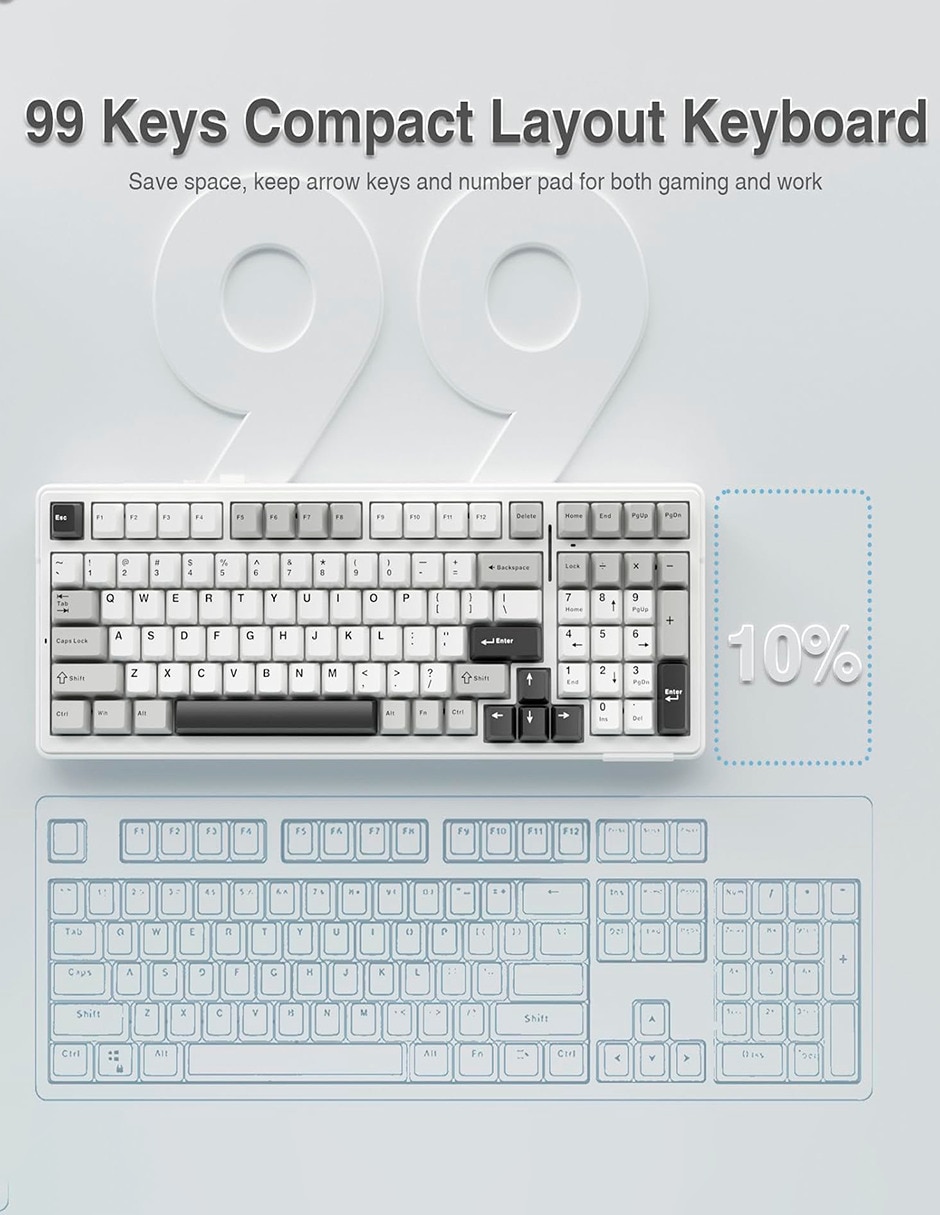 Teclado gamer alámbrica e inalámbrica qwert inglés con interruptor capacitivo Aula f99