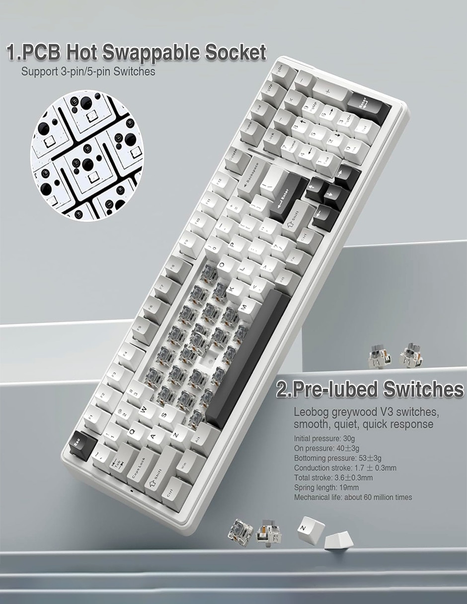 Teclado gamer alámbrica e inalámbrica qwert inglés con interruptor capacitivo Aula f99