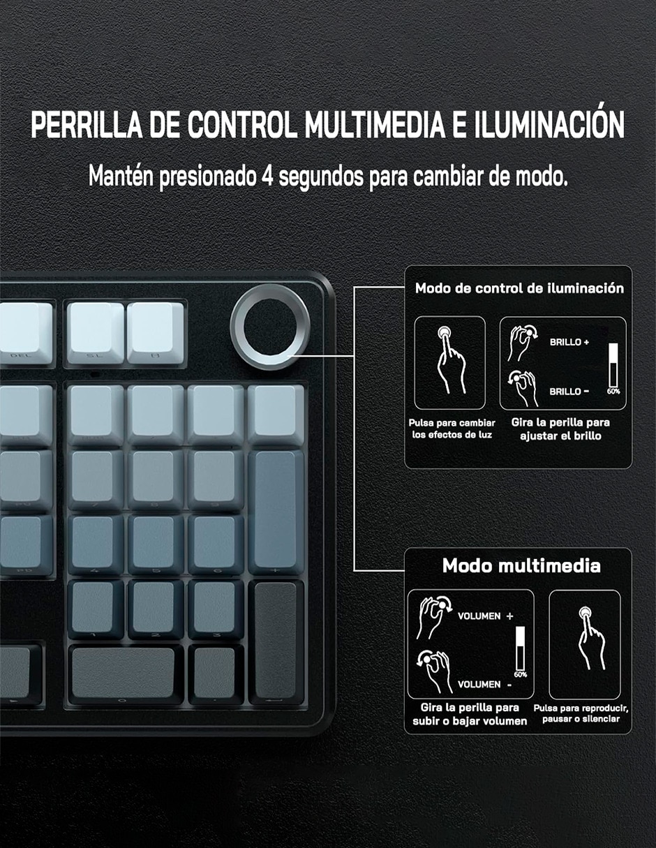 Teclado gamer alámbrica e inalámbrica qwert inglés con interruptor capacitivo Aula f99 pro