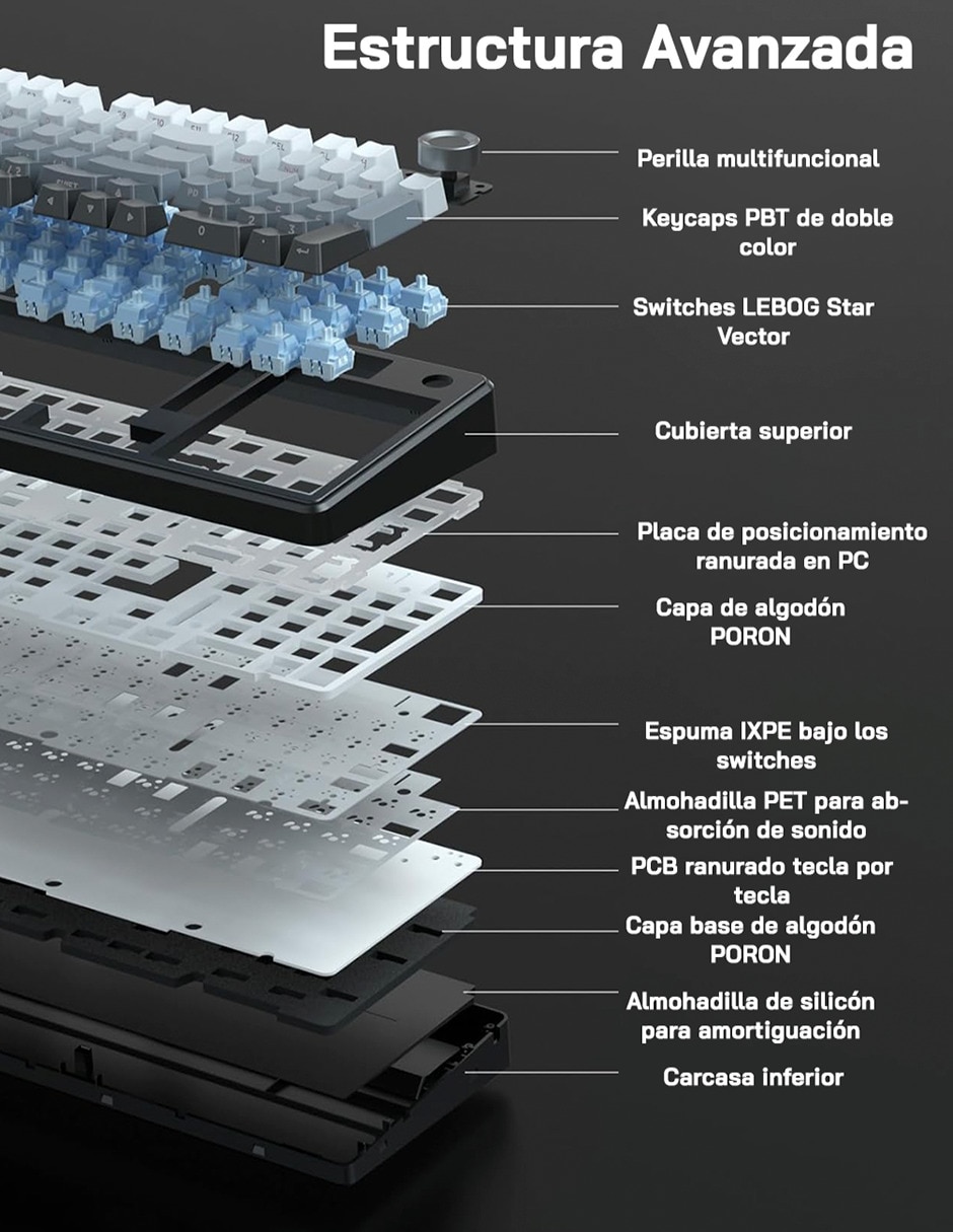 Teclado gamer alámbrica e inalámbrica qwert inglés con interruptor capacitivo Aula f99 pro