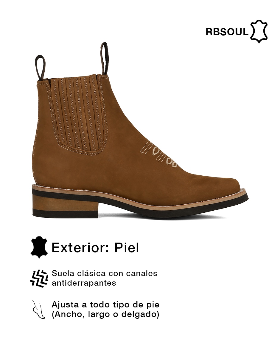 Bota cowboy al tobillo rbsoul de piel para mujer 3