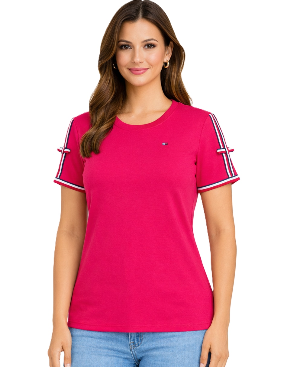 Playera manga corta tommy hilfiger cuello redondo para mujer