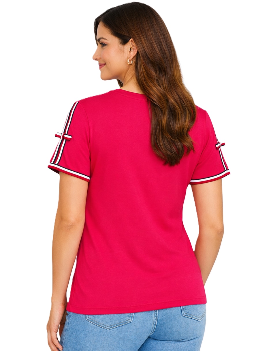 Playera manga corta tommy hilfiger cuello redondo para mujer