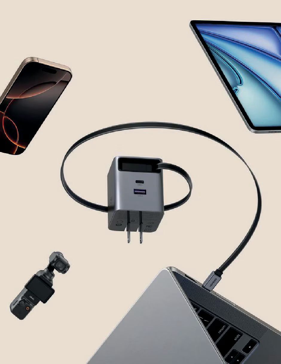 Cargador pared Ugreen Gan nexode pro cable retractil 65821 USB tipo A + USB tipo C 45 W