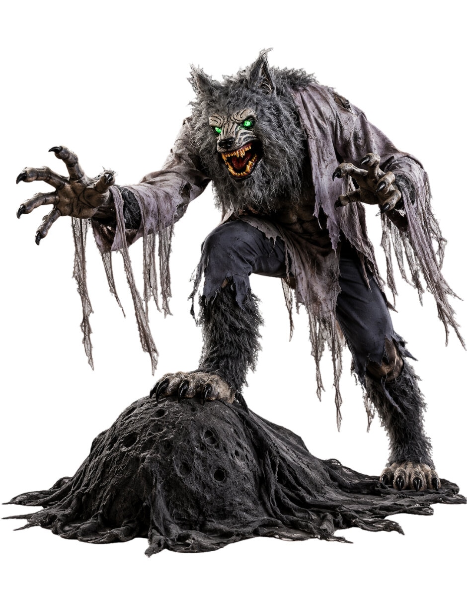 Figura decorativa de hombre lobo Ghoulish Productions Animatronic de metal
