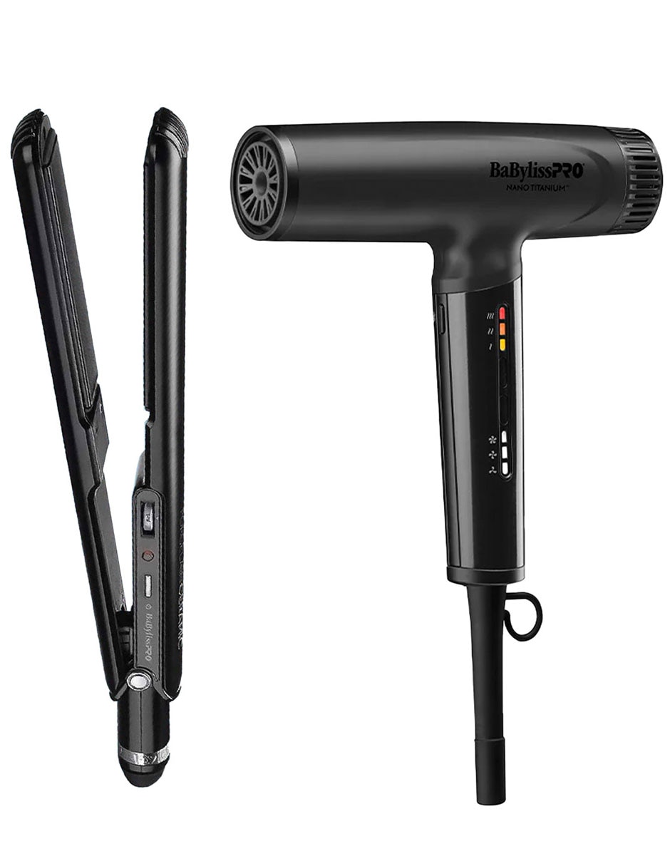 Kit plancha para cabello con aire Babyliss placas de cerámica titanio