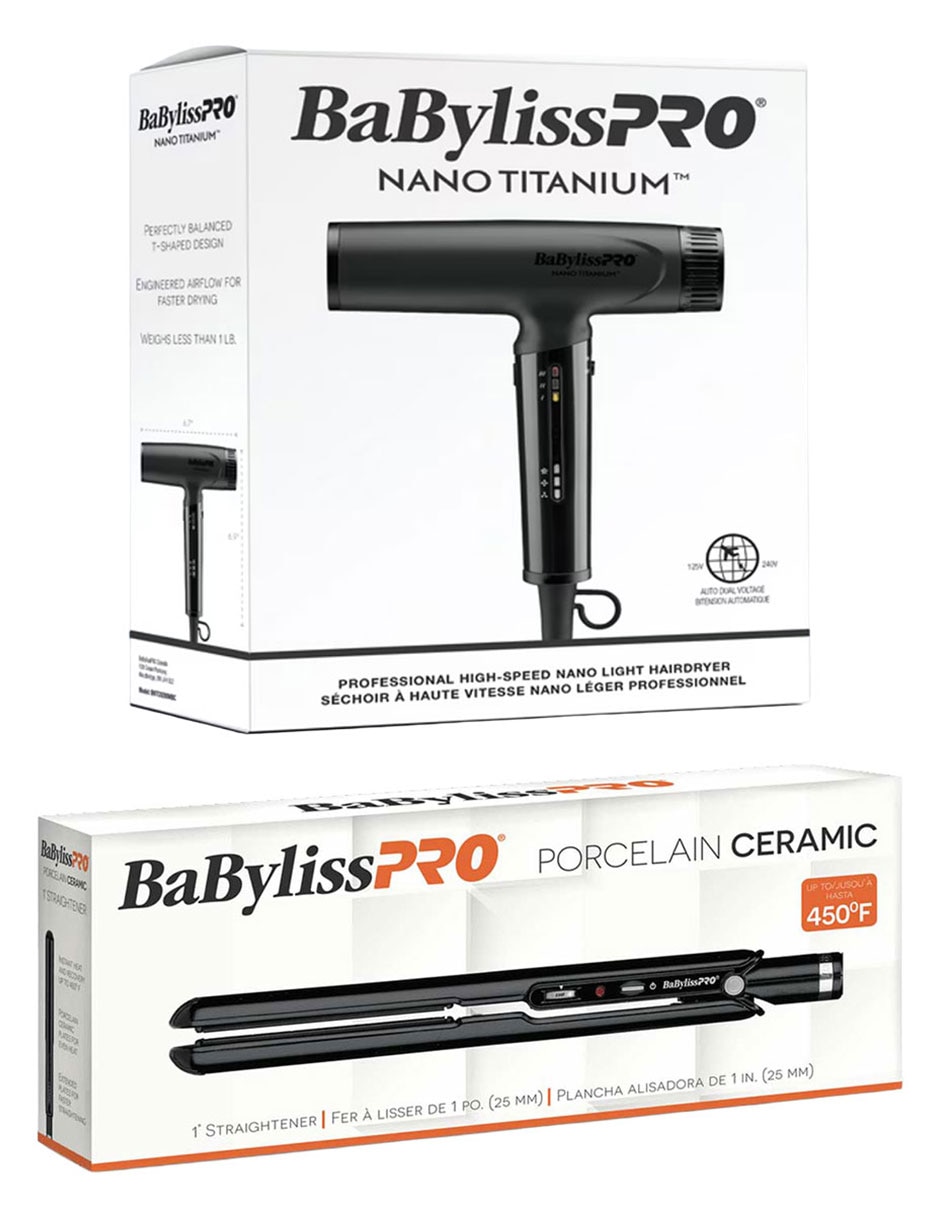 Kit plancha para cabello con aire Babyliss placas de cerámica titanio