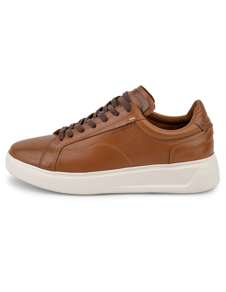 Tenis de piel Cognac para hombre