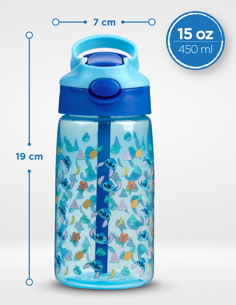 Botella con popote Magma Life de polipropileno con tapa push pull 450 ml