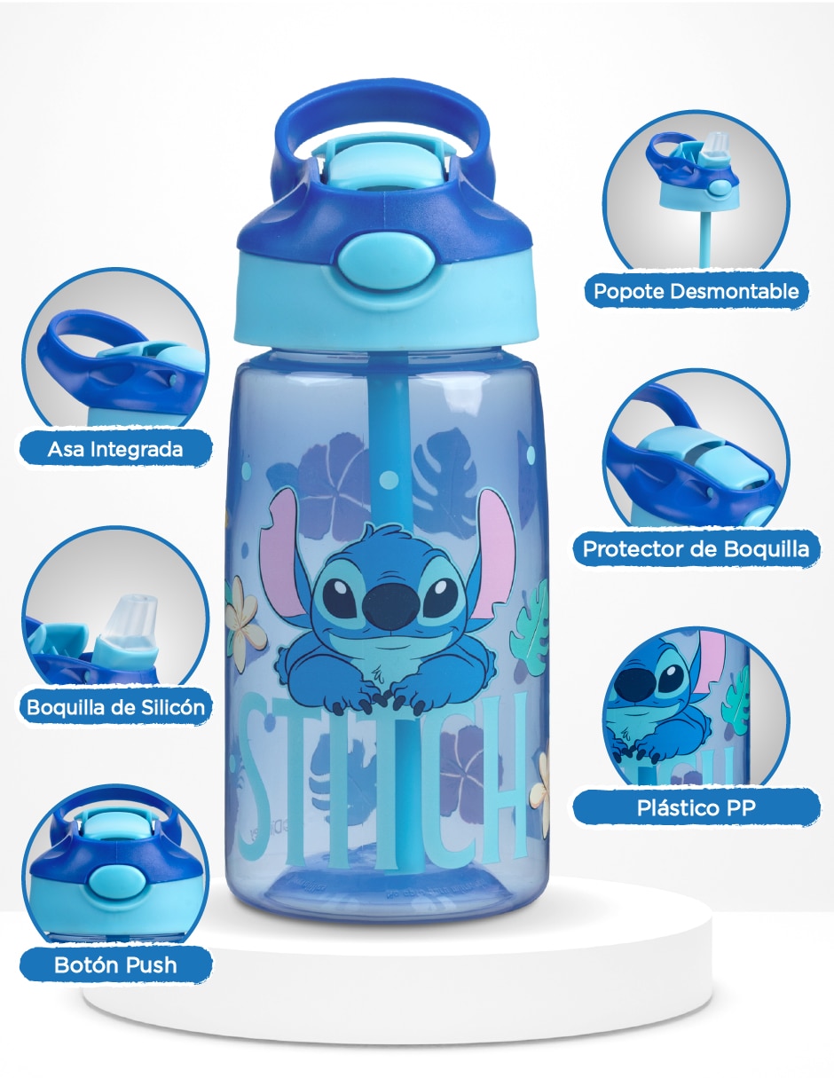 Botella con popote Magma Life de polipropileno con tapa push pull 450 ml