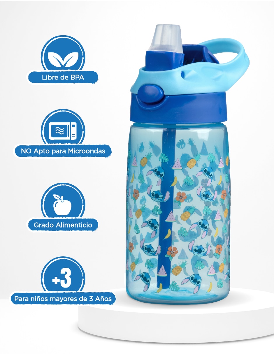Botella con popote Magma Life de polipropileno con tapa push pull 450 ml