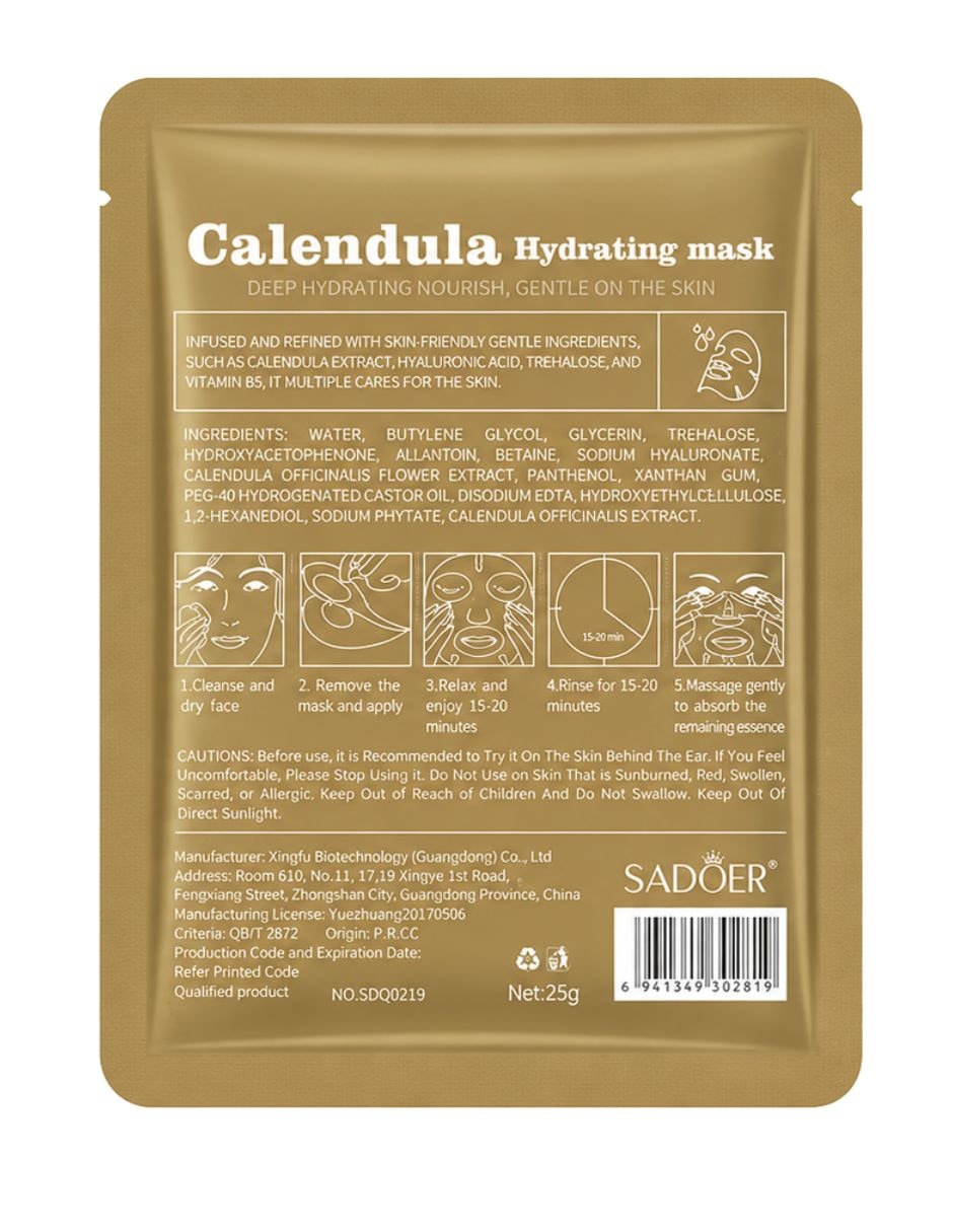 Mascarilla facial Kit 5 Mascarillas Faciales Regeneradoras Con Caléndula para regenerar Sadoer