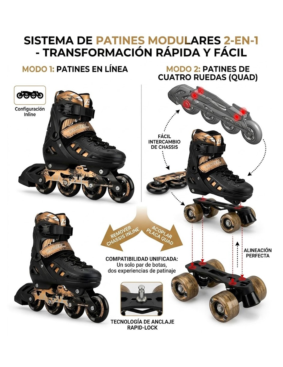 Patines 2 en 1 blazer pro ajustables 2 en 1 unisex