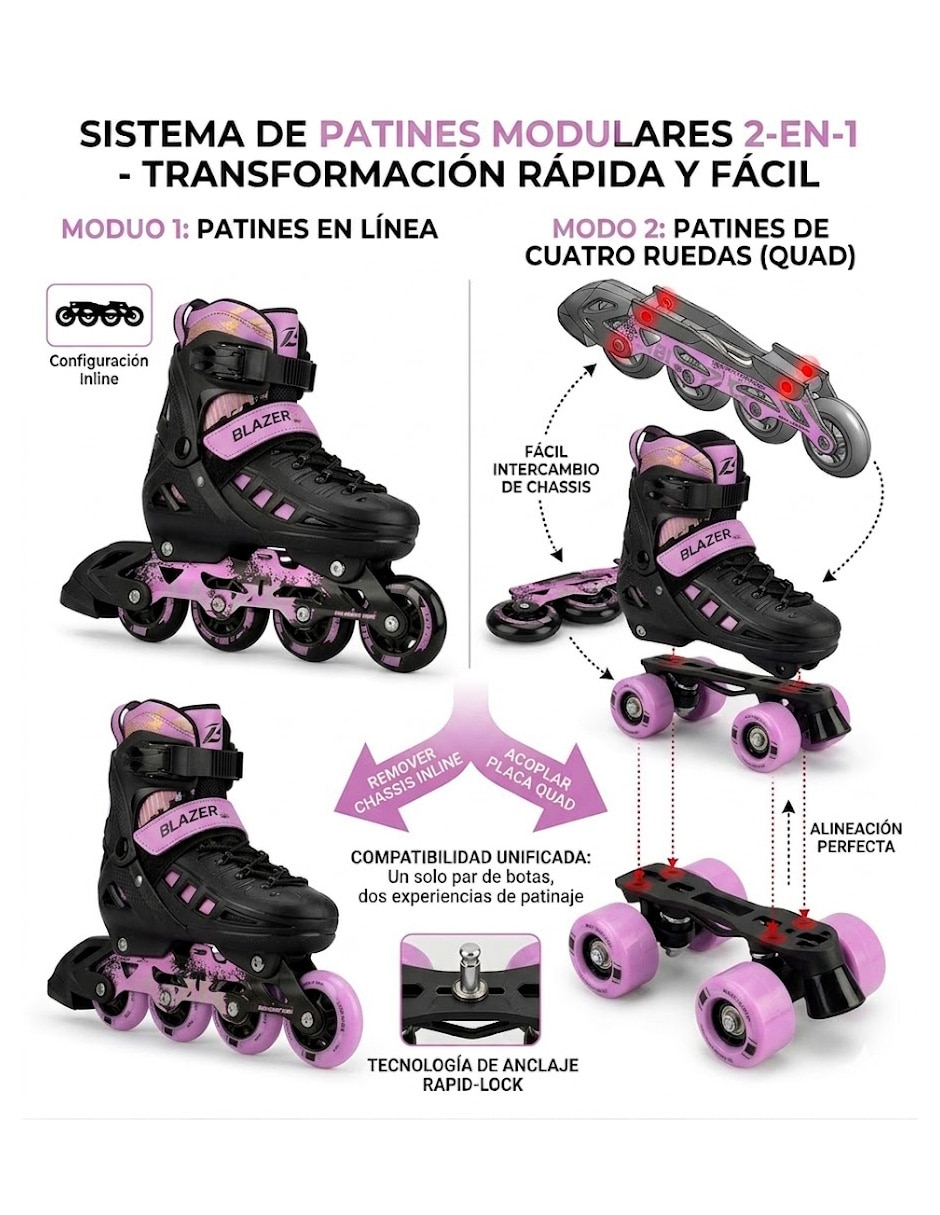 Patines 2 en 1 Ajustables 2 en 1 No aplica para (si aplica) Unisex 5