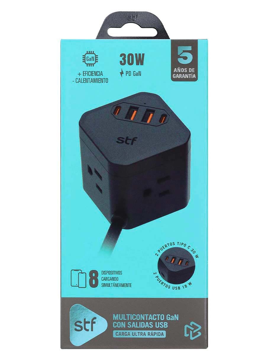 Multicontacto STF SR-A47022 de 4 contactos y 2 puertos USB