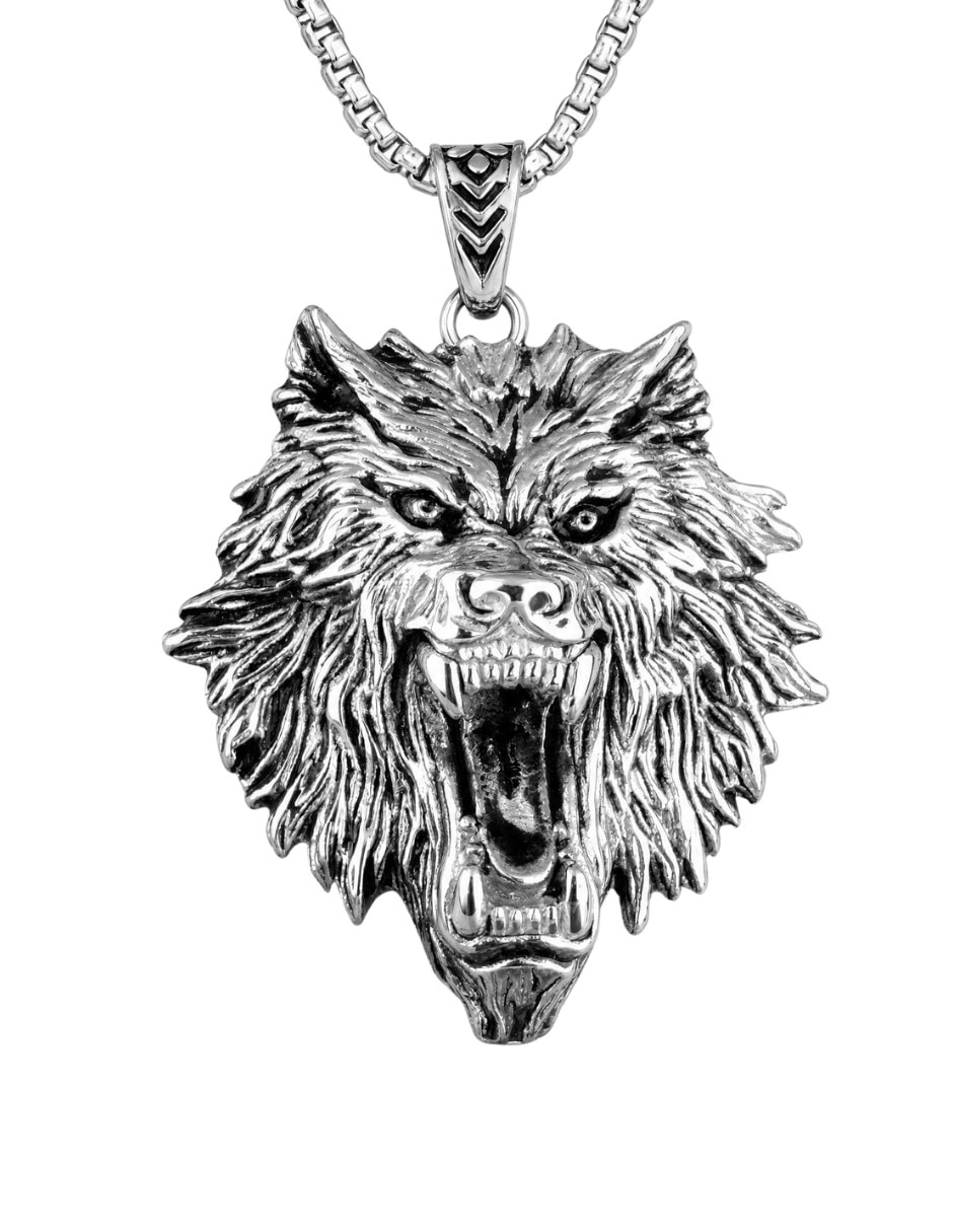 Collar con dije de cabeza de Lobo Chulada Black