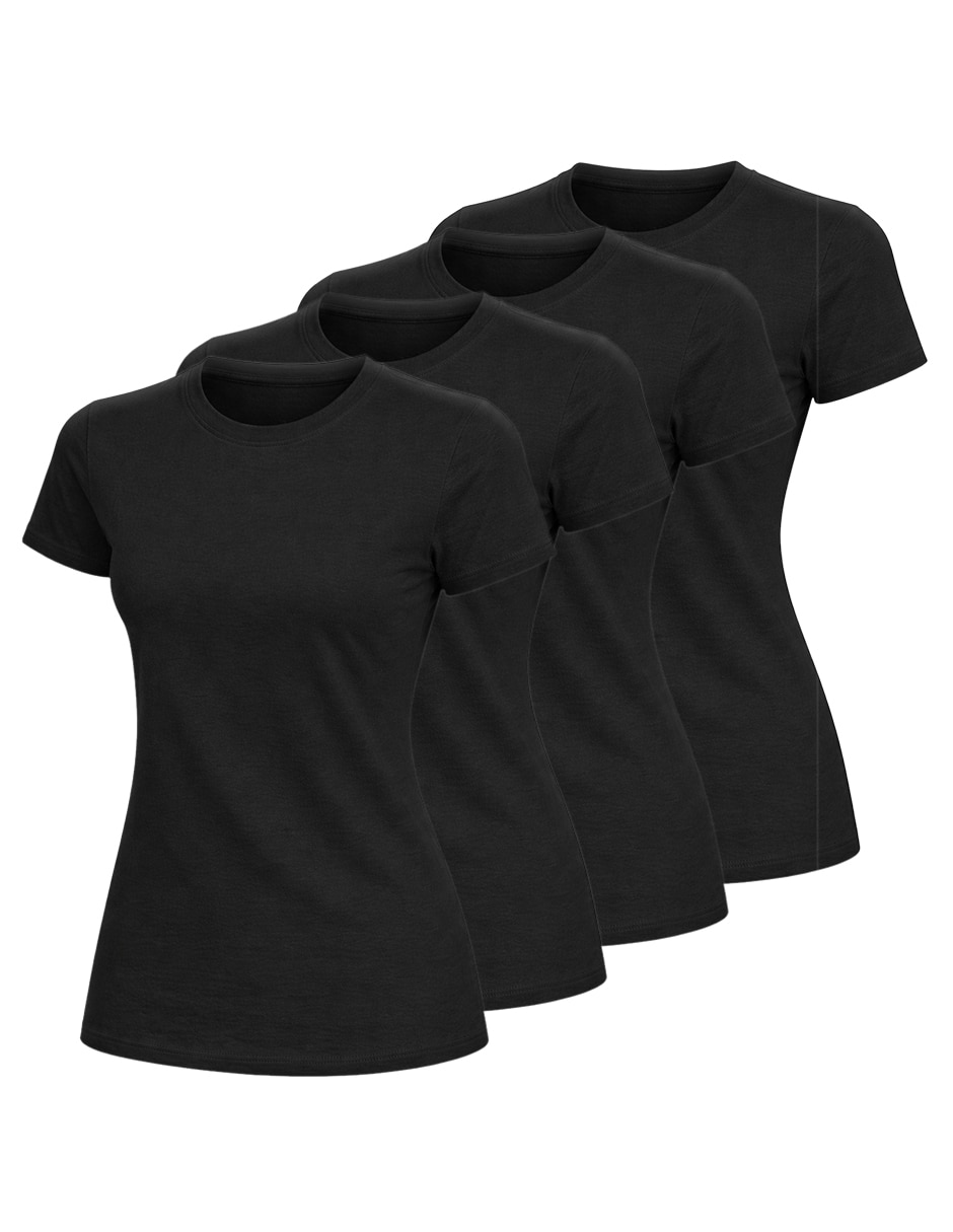 Playera manga corta knite cuello redondo para mujer