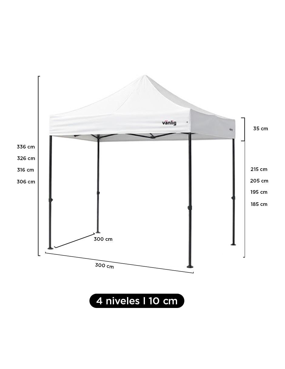 Toldo plegable 3x3 hexagonal blanco 6