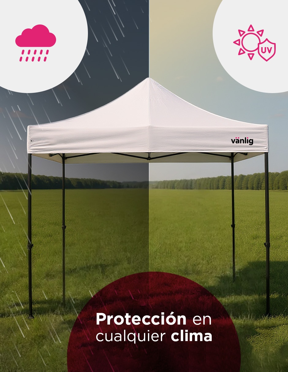 Toldo plegable 3x3 hexagonal blanco 2
