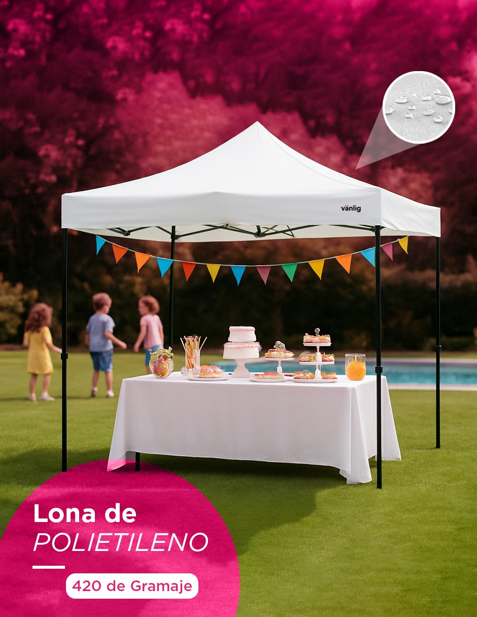 Toldo plegable 3x3 hexagonal blanco 3