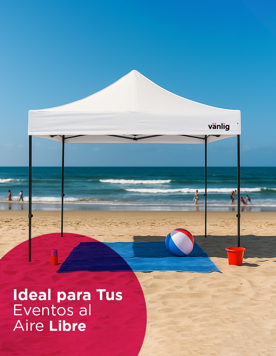 Toldo plegable 3x3 hexagonal blanco 5